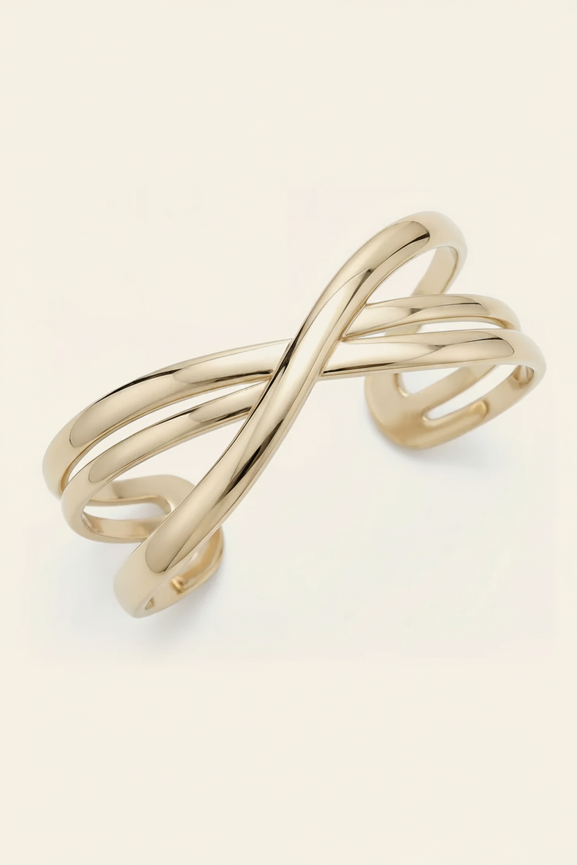 Lace Cuff Bracelet - Gold - Angled Product Shot