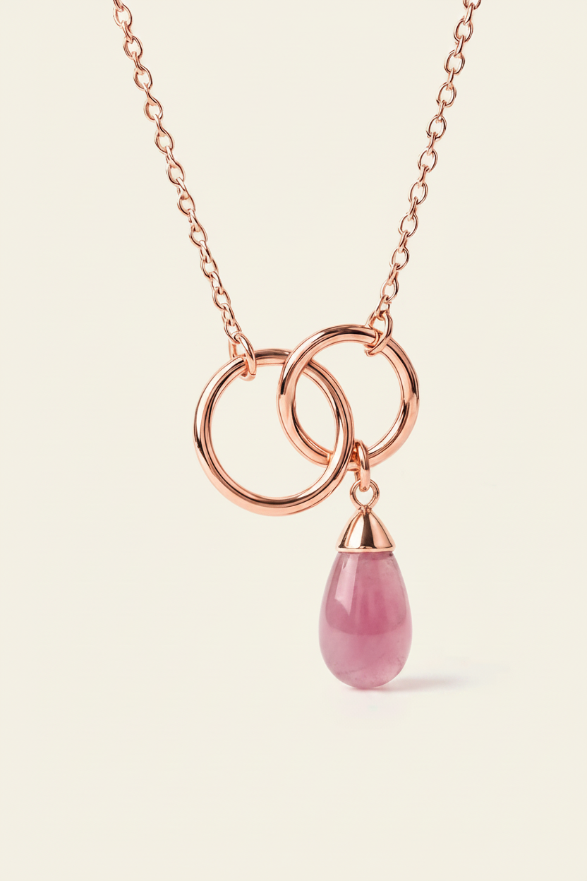 Serenity Stone Pendant Necklace - Rose Gold - Full Product Shot